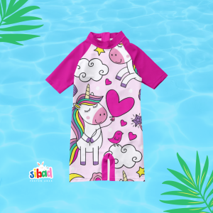 SIBAD Baju Renang Anak Perempuan Cewek Unicorn Putih Pink Umur 1-10 Tahun