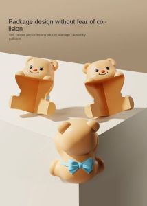 ENCOUNT หมีเนยน่ารัก แผ่นป้องกันมุมโต๊ะ นุ่มนวล พีวีซี ตัวป้องกันขอบโต๊ะ แบบพกพา ปลอดภัยสำหรับเด็ก ป้องกันการชนกันของมุม สำหรับเด็ก