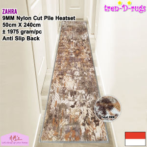 Tren-D-rugs keset kaki eropa estetik plush 50 cm x 240 cm tebal 9mm anti slip motif abstrak modern bulu cut pile alas lantai karpet dapur lorong koridor runner panjang kitchen mat - NMs