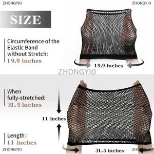 [COD] ZHONGYI0 หมวกวิกผมสีดำตาข่ายยืดได้มี2ปลายหมวกแบบสากลทำวิกผมขนาดฟรีไซส์1ชิ้น