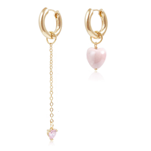 Fashionable Heart Pendant Tassels Earrings Asymmetric Ear Buckles Women Wedding Accessories Jewelry Gift for Her