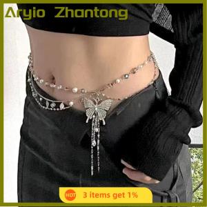 Aryio Đơn Giản Sáng Bóng Bướm Trang Trí Dây Thắt Lưng Vành Đai Mỏng Cho Phụ Nữ Cô Gái Thời Trang Có Thể Điều Chỉnh Kim Loại Dây Đeo Thắt Lưng Punk Cơ Thể Mỏng Chuỗi