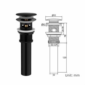 LITUILI Điều khiển bằng nút bấm Nút chặn cống thoát nước bồn rửa dạng bật lên Khóa kín chống mùi hôi Thép không gỉ Nút xả nước bồn rửa Hiệu quả Bộ lọc tóc tích hợp Phụ Kiện Thay Thế Phòng Tắm Chậu rửa  phòng tắm