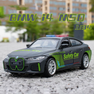 1:34 Scale BMW i4 M50 Police Alloy Car Model Diecast Car Sound Light Car Lovers Collection Kids Birthday Gift Metal Boys Toys