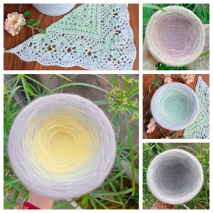 3 Strands of Wool Mohair Yarn Handmade DIY Knitting Weaving Hat Shawl Scarf Blanket Sweater Gradient Long Section Dye Yarn Ball