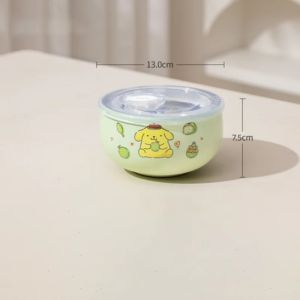 For Sanrio Kawaii Hello Kuromi Rice Bowl Soup Bowl Kids 316 Steel Bowl Double-layer Heat Insulation&Anti-scald Tableware2026