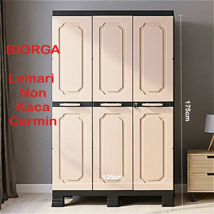 MIZCA%20BIORGA%20Lemari%20Pakaian%20Susun%20Plastik%20Dengan%20Gantung%20Kunci%20Cermin%20Ukuran%20JUMBO%20105%20x%2050%20x%20175%20cm%203%20Pintu%20-%20Image%203