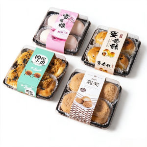 10Pcs 4‑Grid Plastic Pastry Box Disposable Dessert Container For Mochi Mooncake Cupcake Donut