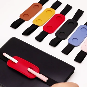 Elastic Band Pen Sleeve PU Leather Anti Scratch Cover For Notebook Single Pen Holder Case
