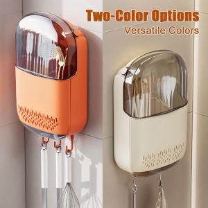 VALUEPULSE ความจุขนาดใหญ่ ที่วางอุปกรณ์ ติดผนัง ป้องกันฝุ่น ที่วางตะเกียบ คงที่ ประหยัดพื้นที่ ชั้นวางอุปกรณ์ทำอาหาร สำหรับช้อนและส้อม