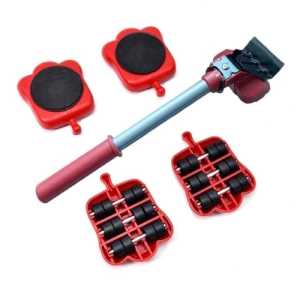 Alat Bantu Pemindah Barang Lemari brankas Trolly Furniture Move Tools Set ( 1 Pengungkit + 4 Roda)