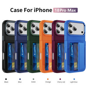 Shockproof Hybrid Card Holder Slot Wallet Case For iPhone 18 Pro Max 17 Pro Anti-scratch Matte Flip Kickstand Phone Cover Funda