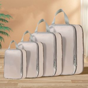 SONHO 4pcs Multi-Purpose Compression Packing Cubes Bag Foldable Portable Waterproof Organizer Bags Efficient Tear-Resistant Luggage Storage Cases Travel