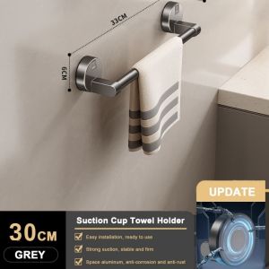 【SG Seller】Suction Cup Towel Rack Self-Adhesive No-Drill Bath Towel Rack Multi-functional For Bathroom Toilet Kitchen