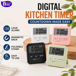 Kitchen Timer Digital Countdown Timer Magnetic Back Stand Loud Alarm Large LCD Clock Study
