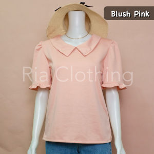 GABBY Collared Ruffled Puff Sleeves Casual Office Trendy BKK Top Korean Women Outfit  RIA Clothing