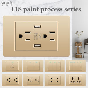 VOLLIA สวิตช์ติดผนังสำหรับ Light 15amp ซ็อกเก็ตสากลสำหรับ 118 ประเภท Outlet Power แผ่งไฟฟ้าโมเดิร์น 1/2/3/4 Gang 1/2 Way Key ปิด/หลอดไฟ 3/4/6 Pin ปลั๊กซ็อกเก็ตเอาท์เลท USB ดิ้มิร์/ความเร็ว/ดิบอลเบล สวิทช์และ Skokets ขาตั้งกล้อง
