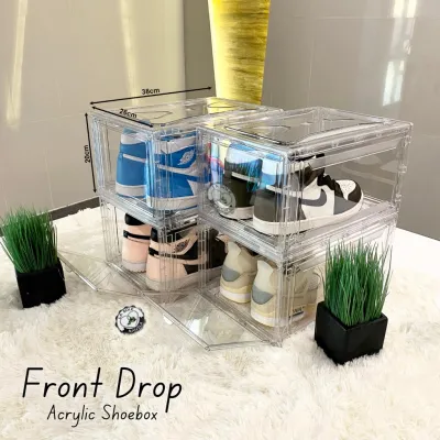 Heavy Duty Crystal Clear Magnetic Acrylic SHOEBOX Sneaker Shoe Storage Organizer