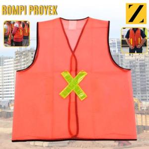 Rompi Proyek Jaring Vest X Tebal Baru Reflektor Pantul Cahaya Jala ZEN Baju Keselamatan Kerja Safety Scoth Parkir Bukan Gosave Orange Hijau