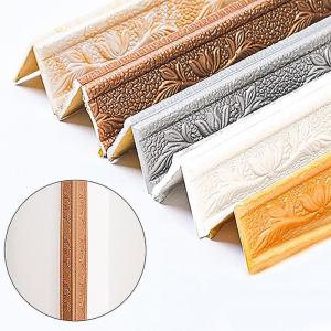 CEMOMEF Foam Material 2.3M Anti-Collision Embossed Creative Self-adhesive Home Decor Edge Strip Stickers Corner Wallpaper Wall Waist Line Wall Sticker