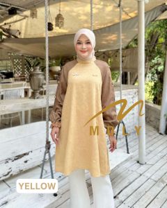MDLY Baju kemeja atasan wanita muslim/Atasan Tunik Elegan Kombinasi Cotton Lux/Maxci Tunic by Mdly