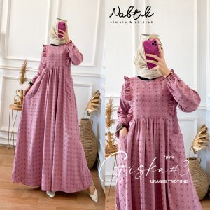Giska #3 by Nabtik Gamis Maxi Dress Bahan Cringkle Uragiri Twotone LD 108 PB 140