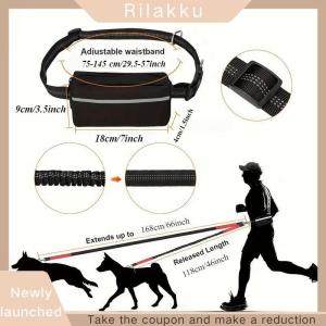 Rilakku Hands Free Dog Retractable Elastic Leash Reflective Towing Rope Waist Bag Dog Traction Rope For Running Walking Pet Products