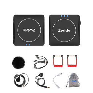 Zwide M1 Professional Wireless Lavalier Microphone Kit Portable Mini Lapel Mic 2.4GHz For Computer Laptop PC For Vlog Photo Video Audio Recording Live Interview Live Game Mobile Phone Camera For Android Phone and iPhone