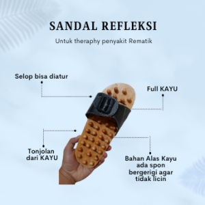Sandal jepit kayu rematik - sendal jepit refleksi kayu Premium - Sandal kesehatan rematik
