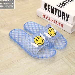 IELGY Summer Women Indoor Home Bathroom Plastic Anti Slip Soft Sole PVC Crystal Clear Slippers
