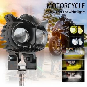 Mini LED Motorcycle Spotlight – High/Low Beam Integrated Dual Color 6000K Easy Installation