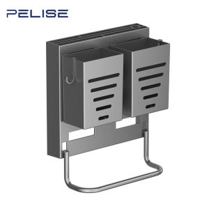 Pelise Knife Block Holder Kitchen Knife Storage Rack with Draining Tray Includes 2 Knife & Fork Holders and 4 Hooks for Kitchen Utensil Organization