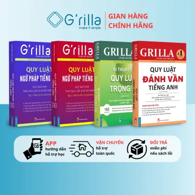 Sách - Combo 4 Quy luật đánh vần tiếng Anh Bí thuật trọng âm và Ngữ pháp theo quy luật 1 & 2 GRILLA