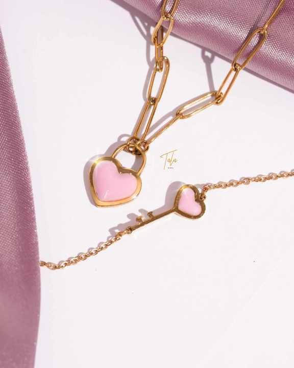[Pre-Order] TALA by Kyla Locked in Love Necklace Bracelet Sold as Set Plus Gift Box Stainless Steel Hypoallergenic 18K Gold-Plated