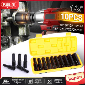 SMF.J411 Reaim Impact Socket Set 10Pcs 1/2 Inch 8-24MM Set 10 Pcs kunci pas listrik Extension Impact Socket