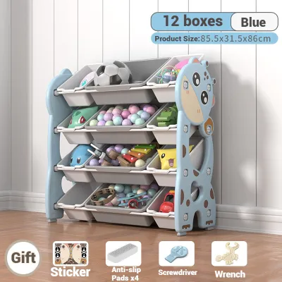 Playpark 4 Layers Kids Toy Storage Rack Large Capacity Detachable Moving Organizer Cabinet Deer