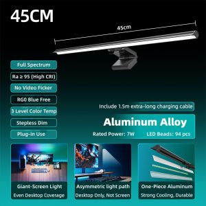 Monitor Light Bar LED Light for Computer Monitor Lamp Hue Adjustment USB Powered Lamp for Desk Gaming Home Office Monitor