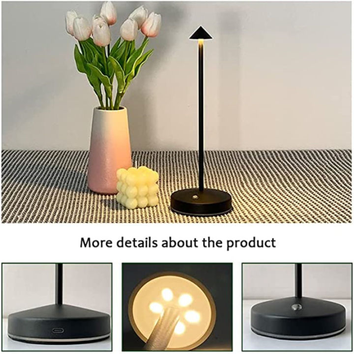 Led Table Lamp Rechargeable Cordless Touch Sensor Romantic Desk Lamp ...
