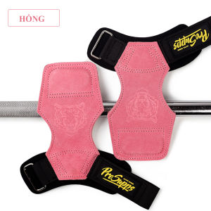 Găng tay tập gym dây kéo lưng deadlift strap nâng đẩy tạ da bò LSK
