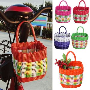 OURTOUR Hand-held Handmade Wicker Shopping Basket Multicolors Rattan Woven Home Vegetable Fruit Packing High Quality PE Garden Imitating Flower Basket