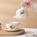 an Porcelain Tea for One, Vintage Floral Teapot and Saucer Set, Gold Trim Floral Teapot, Tea Cup with Saucer Set. 