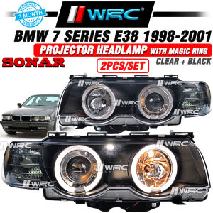 Sonar BMW 7 Series E38 1998 - 2001 Projector Headlamp With Magic Ring ( Clear + Black )