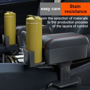 GAOSU Chiều cao có thể điều chỉnh Hộp xếp đồ tay vịn xe ô tô Hỗ trợ khuỷu tay tăng Da PU Đệm tựa khuỷu tay Nội thất xe hơi Chống bụi Đệm tay vịn xe ô tô Phụ Kiện Xe Hơi