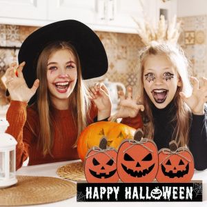 GIORGIONE Cute Fall Pumpkin Table Decor Decorative Wooden Halloween Ornaments Crafts Funny Pumpkin Table Sign Farmhouse