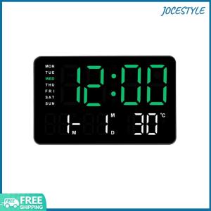 LED Digital Alarm Clock Electronic Wall Clock Temperature/Date Display Boarderless Wall-mounted Clock Multifunctional Desk Alarm Clock for Home Office