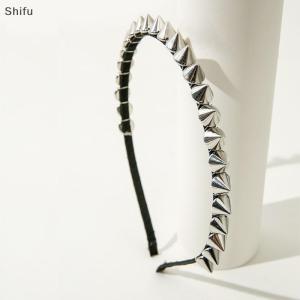 [ShiFu] Gothic Punk Stud Headband Metal Studs Spikes Edgy Hair Band Alternative Fashion Headwear Studded Spike For Women Men