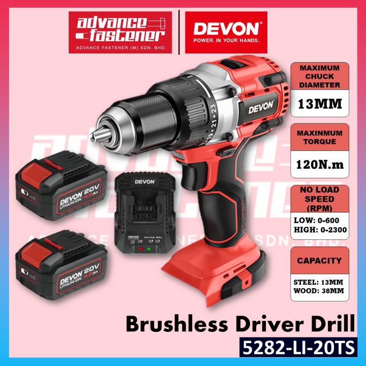 DEVON 5282-LI-20TS / 5282-LI-20Z 20V Brushless Driver Drill | Lazada