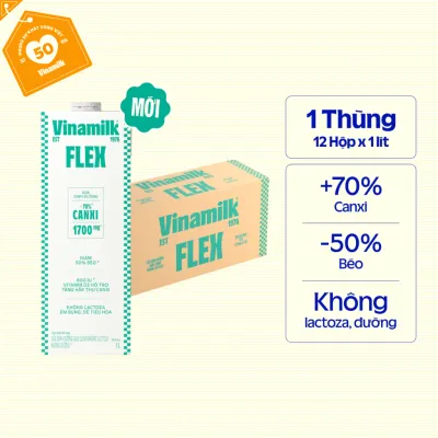 Thùng 12 Hộp Sữa Dinh Dưỡng Flex Giàu Canxi Không Lactoza 1L