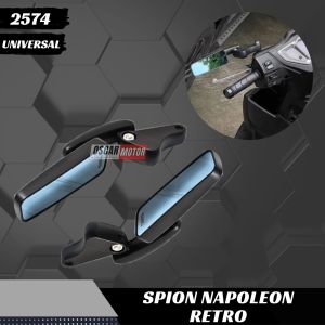 Spion Napoleon Retro Kotak Mini Universal Black Adustable Motor Beat Vario Aerox Bebek