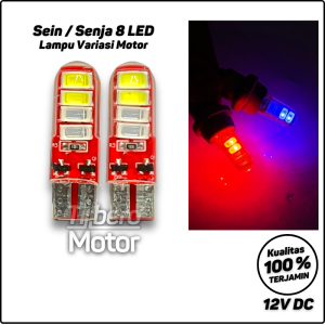 LED Lampu Sen Kedap kedip 2 Warna Senja Kedip2 8 Mata Sein T10 Rem Strobo Variasi Motor Terang